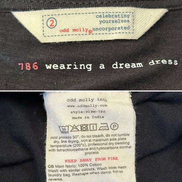 Odd Molly 786 Dream Embroidered KneeLength Dress Sz 2 (Med) Whimsigoth Dark Boho - Picture 7 of 7